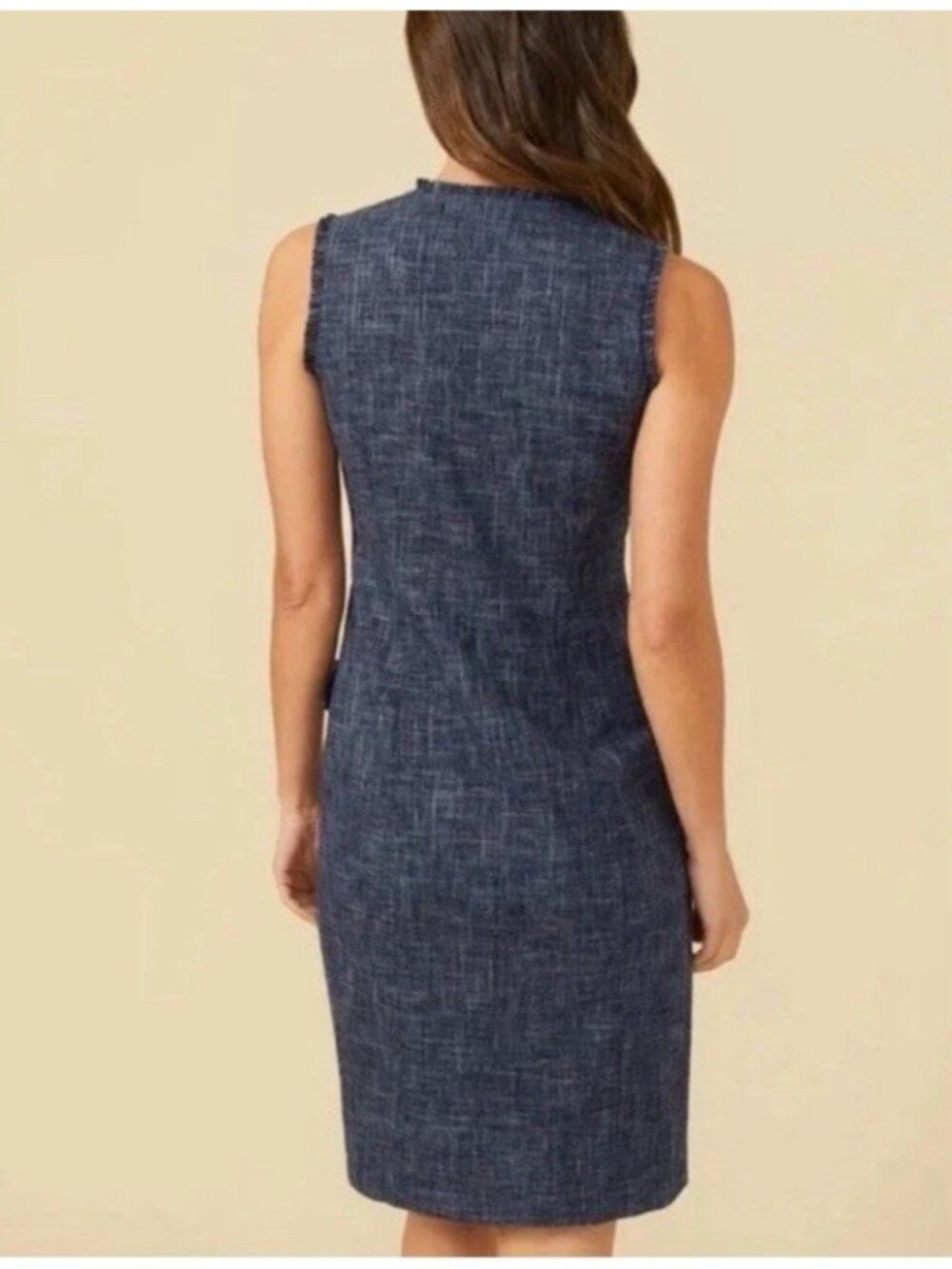 J Mclaughlin Womens Pia Dress Sz 6 Sleeveless Tweed Double Breasted Knee Modest - Picture 2 of 14